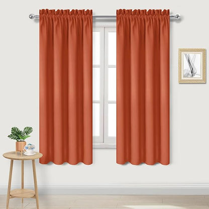 DWCN Blackout Curtains Thermal Insulated, Energy Saving & Noise Reducing Bedroom and Living Room Curtains, Burnt Ochre, W 42x L 63 Inch, Set of 2 Rod Pocket Curtain Panels