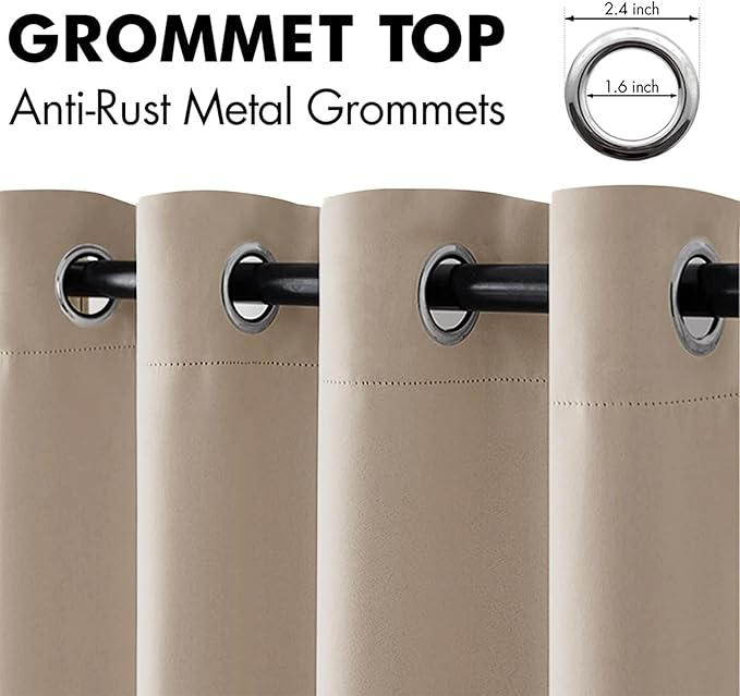MIULEE Blackout Curtains 96 Inches Long for Bedroom Living Room Thermal Insulated Room Darkening Grommet Top Solid Light Blocking Drapery Set of 2 Window Panels Taupe