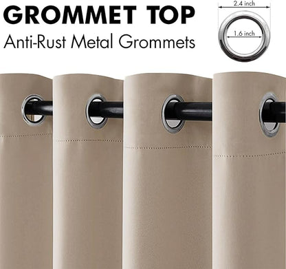 MIULEE Blackout Curtains 96 Inches Long for Bedroom Living Room Thermal Insulated Room Darkening Grommet Top Solid Light Blocking Drapery Set of 2 Window Panels Taupe
