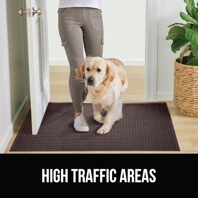 GORILLA GRIP® Ultra Absorbent Front Door Mat Outside Entrance, 47x35, Traps Dirt and Moisture, HydroABSORB Indoor Outdoor Doormat Holds Up to 6 Cups Water, Stain and Fade Resistant Welcome Mat, Coffee