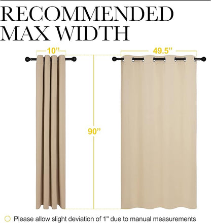 NICETOWN Bedroom Room Darkening Curtains - Triple Weave Microfiber Grommet Top Thermal Insulated Solid Panels/Drapes for Kid's Room (Biscotti Beige, 1 Pair, 55 inches by 90 Inch)