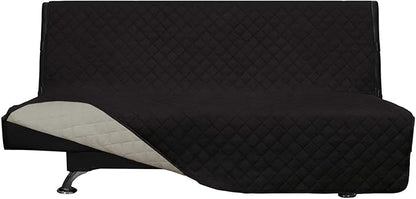 Easy-Going Futon Sofa Slipcover Reversible Sofa Cover Armless Cover Furniture Protector Couch Cover Water Resistant Pets, Kids, Children, Dog, Cat Black/Beige