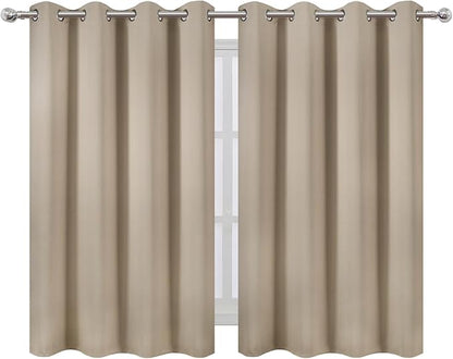 LEMOMO Khaki Thermal Blackout Curtains/52 x 45 Inch/Set of 2 Panels Room Darkening Curtains