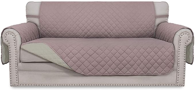 Easy-Going Sofa Slipcover Reversible Loveseat Sofa Cover Couch Cover for 2 Cushion Couch Furniture Protector with Elastic Straps for Pets Kids Dog Cat (Oversized Loveseat, Pink/Beige)