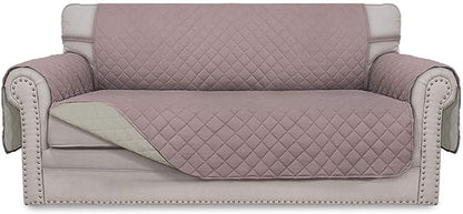Easy-Going Sofa Slipcover Reversible Loveseat Sofa Cover Couch Cover for 2 Cushion Couch Furniture Protector with Elastic Straps for Pets Kids Dog Cat (Oversized Loveseat, Pink/Beige)