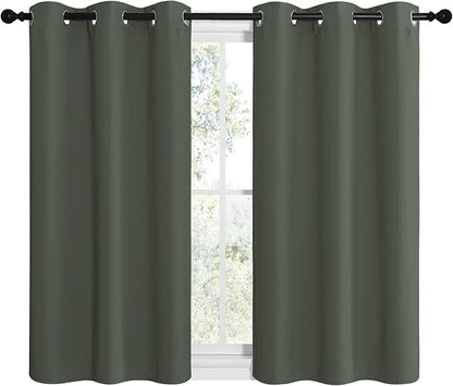 NICETOWN Modern Blackout Short Curtains, Thermal Insulated and Privacy Room Darkening Drape Panels for Boy's Guest Room Door Small Short Window (Dark Mallard, 2 Panels, W42 x L40 -Inch)