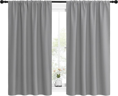 NICETOWN Short Curtains for Small Window - Home Decoration Thermal Insulated Rod Pocket Blackout Blinds & Drapes for Small Windows (Silver Grey, 2 Panels, W42 x L54 -Inch)