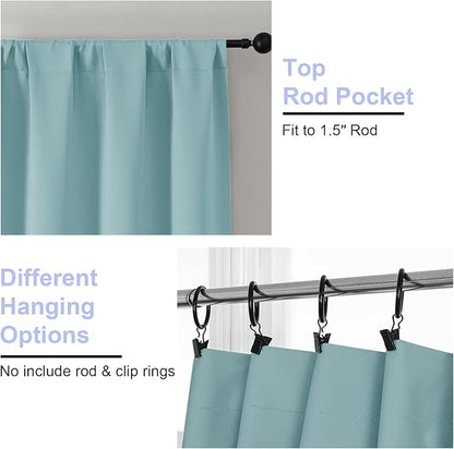 Simplebrand Aqua Blackout Curtains for Bedroom 96 Inches Long 2 Panels, Solid Thermal Insulated, Energy Saving Living Room Window Treatment Curtains Blackout Drapes, W50 x L96 Inch, Aqua