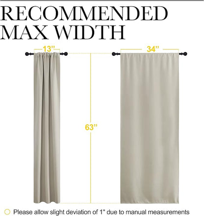 NICETOWN Blackout Curtains for Living Curtains, Room Darkening Window Curtain Panels, Easy-Care Solid Thermal Insulated Draperies/Drapes for Daughter Room (Natural, 2 Panels, 34 by 63)