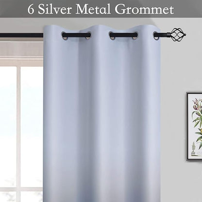 SimpleHome Ombre Curtains 42 x 84 Inch for Bedroom 2 Panels, Gradient Grey White to Blue Light Blocking Thermal Insulated Grommet Room Darkening Window Curtain/Drapes for Living Room