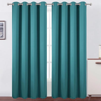 LEMOMO Blackout Curtains 52 x 120 Inch Long Sea Teal Curtains Set of 2 Panels Room Darkening Curtains for Bedroom and Living Room