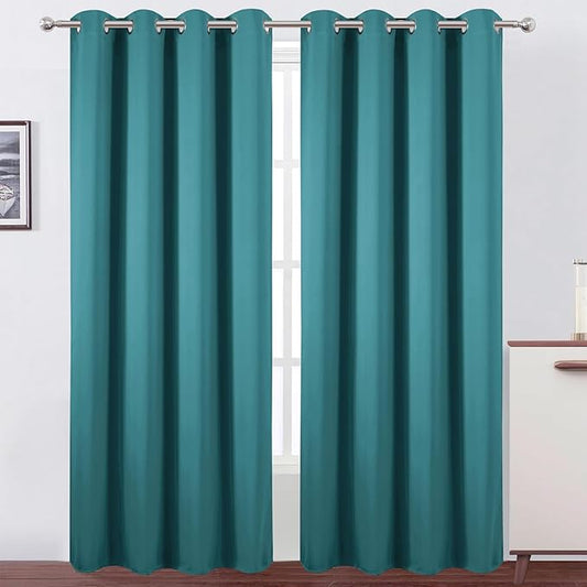 LEMOMO Blackout Curtains 52 x 90 Inch Long Sea Teal Curtains Set of 2 Panels Room Darkening Curtains for Bedroom and Living Room