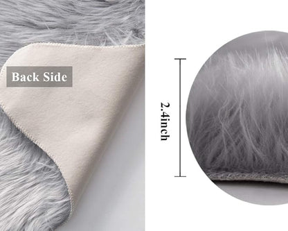 MIULEE Fluffy Rug Soft Shaggy Faux Fur Area Rug Luxury Plush Sheepskin Carpet for Bedroom Living Room Sofa Chair 2 x 3 Feet, Grey