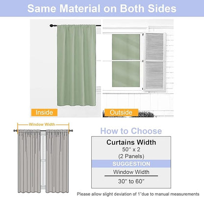 Simplebrand Ava Light Green Blackout Curtains for Bedroom 96 Inches Long 2 Panels, Solid Thermal Insulated, Energy Saving Nursery Window Treatment Curtains Blackout Drapes, W50 x L96 Inch, Light Green