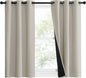 NICETOWN Natural 100% Blackout Lined Curtains, 1 Pair, 37" Width x 40" Length Each Panel, 2 Thick Layers Narrow Wide Window Treatment Panels Thermal Insulated Drapes for Kitchen Small Window