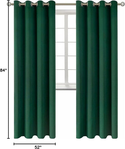 BGment Christmas Blackout Curtains - Grommet Thermal Insulated Room Darkening Bedroom and Living Room Curtains, Set of 2 Decorative Curtain Panels (52 x 84 Inch, Emerald Green)