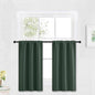 RYB HOME Blackout Cafe Curtains 30 inch Length, Short Light UV Heat Blocking Energy Saving Privacy Curtain Tiers for Basement Bathroom Kitchen Window, Width 29 by Length 30, Dark Green, 2 Panels