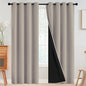 SimpleHome 100% Blackout Curtains for Bedroom,Thermal Insulated Natural Grommet Window Drapes Room Darkening Curtains for Living Room with Black Back,52 x 96 Inch,2 Panels