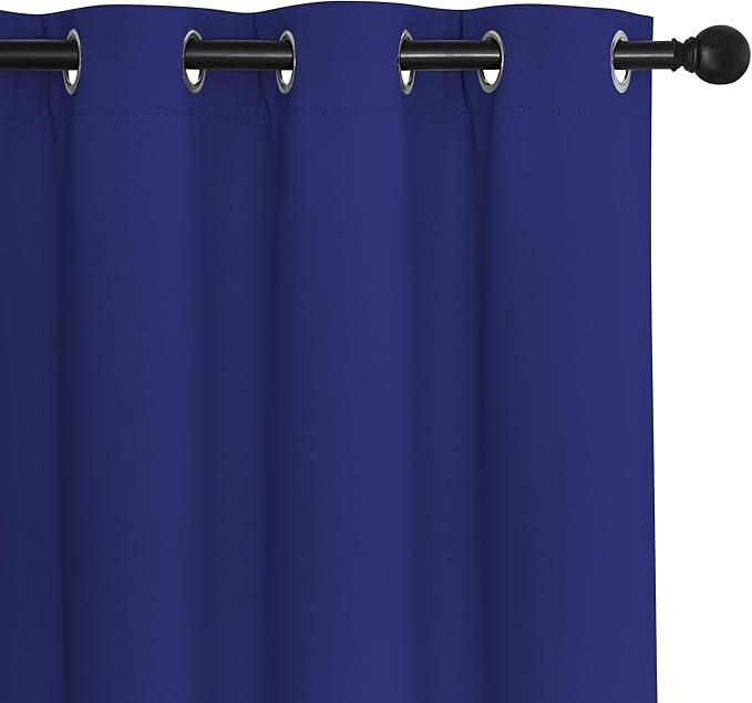 NICETOWN Bedroom Blackout Curtains 95 inch Length - Triple Weave Energy Saving Thermal Insulated Solid Grommet Blackout Draperies for Patio/Hall (1 Pair, 80 inches Wide, Navy Blue)