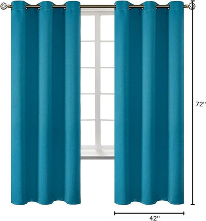 BGment Blackout Curtains - Grommet Thermal Insulated Room Darkening Bedroom and Living Room Curtains, Set of 2 Panels (42 x 72 Inch, Peacock Blue)