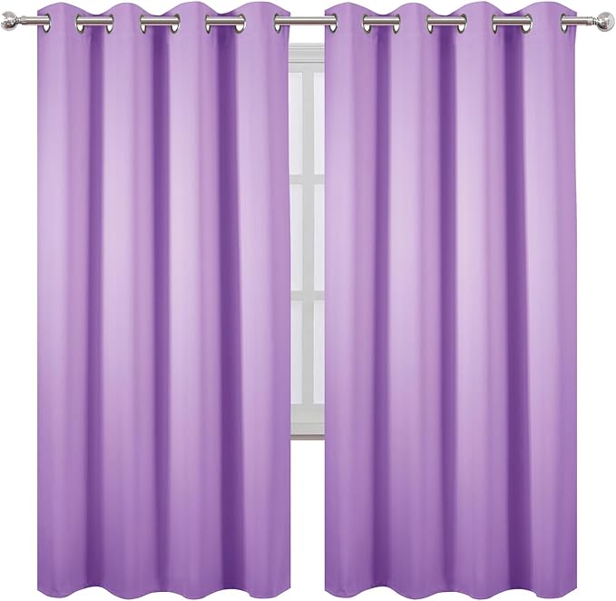 LEMOMO Blackout Curtains 66 x 72 Inch Long Lavender Curtains Set of 2 Panels Room Darkening Curtains for Bedroom and Living Room