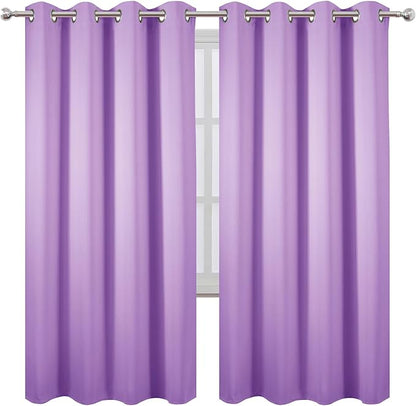LEMOMO Blackout Curtains 66 x 72 Inch Long Lavender Curtains Set of 2 Panels Room Darkening Curtains for Bedroom and Living Room