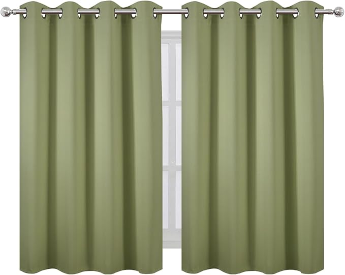 LEMOMO Sage Green Thermal Blackout Curtains/52 x 45 Inch/Set of 2 Panels Room Darkening Curtains
