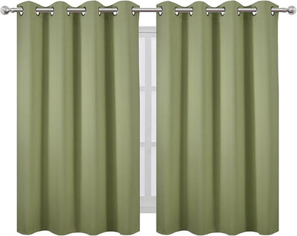 LEMOMO Sage Green Thermal Blackout Curtains/52 x 45 Inch/Set of 2 Panels Room Darkening Curtains