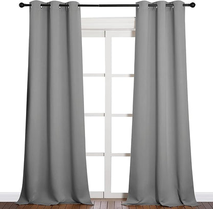 NICETOWN Thermal Insulated Blackout Curtains - Grommet Top Window Treatment Drapes for Hall (2 Panels, W42 x L90 inches, Silver Grey)