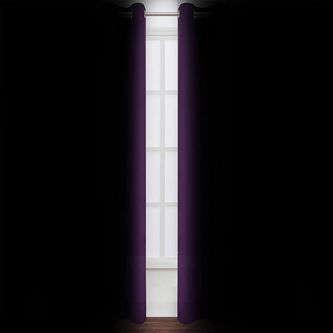 LEMOMO Blackout Curtains 42 x 84 Inch/Purple Curtains Set of 2 Panels/Room Darkening Curtains for Living Room and Bathroom