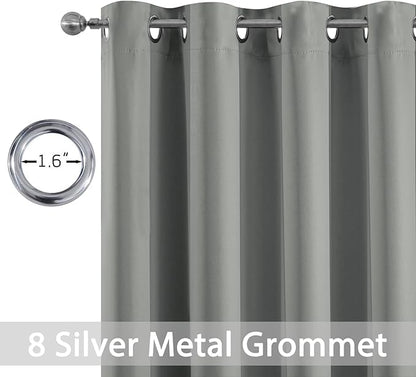 Yakamok Dove Grey Curtains 54 Inches Length Blackout Curtain for Bedroom-Green Room Darkening Thermal Insulated Grommet Drapes for Living Room, 52W x 54L,2 Panels