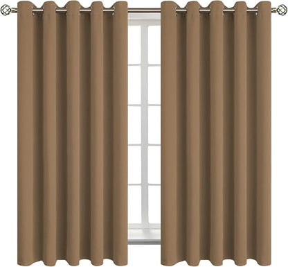 BGment Blackout Curtains for Bedroom - Grommet Thermal Insulated Room Darkening Curtains for Living Room, Set of 2 Panels (70 x 63 Inch, Taupe)