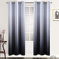 Gradient Color Ombre Blackout Curtains Thickening Polyester Eyelet Top Panels Thermal Insulated Grommet Window Drapes for Living Room/Bedroom (Black, 42W x 72L / 2 Panels)