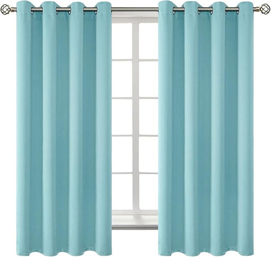 BGment Blackout Curtains - Grommet Thermal Insulated Room Darkening Bedroom and Living Room Curtains, Set of 2 Panels (52 x 63 Inch, Baby Blue)
