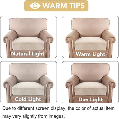 H.VERSAILTEX Velvet Stretch Couch Cushion Cover Plush Cushion Slipcover for Chair Cushion Furniture Protector Seat Cushion Sofa Cover (1 Piece Armchair Cushion Covers, Ivory)