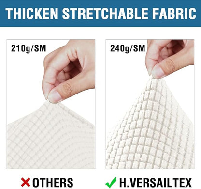 H.VERSAILTEX 4 Piece Stretch Sofa Covers for 3 Cushion Couch Covers for Living Room Furniture Slipcovers (Base Cover Plus 3 Seat Cushion Covers) Thicker Jacquard Fabric (Large Sofa, Porcelain White)