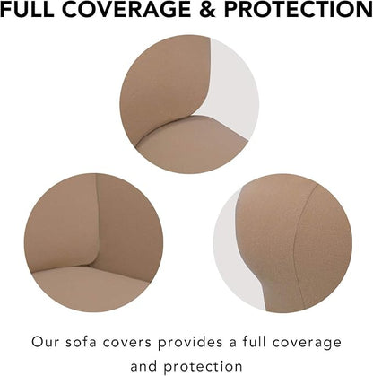 PureFit Super Stretch Sofa Slipcover – Spandex Non Slip Soft Couch Sofa Cover, Washable Furniture Protector with Non Skid Foam and Elastic Bottom for Kids, Pets （Loveseat, Camel）