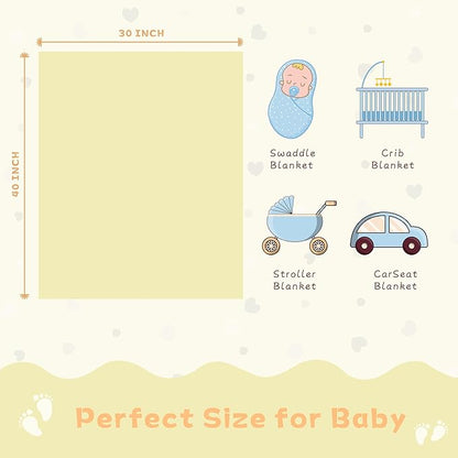 Yurhap Fleece Baby Blanket Heart Checkered Blanket, Ultra Soft Cozy Baby Blankets for Girls Boys, Fluffy Infant Toddler Newborn Receiving Blankets for Crib Stroller 30”×40” (Yellow)