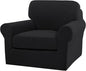 Turquoize 2 Piece Chair Covers Chair Slipcovers for Living Room Armchair Couch Cover Chair Sofa Cover with Individual Cushion Covers Furniture Cover for Chairs Feature Jacquard Fabric (Chair, Black)