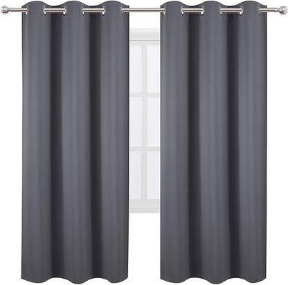 LEMOMO Grey Blackout Curtains 42 x 72 Inch Length/Set of 2 Curtain Panels/Thermal Insulated Room Darkening Blackout Curtains for Bedroom