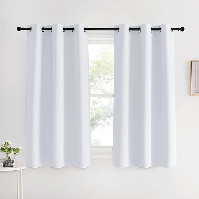 NICETOWN Room Darkening Draperies Curtains Panels, Greyish White, 2 Panels, 42 by 60, Window Treatment Thermal Insulated Grommet Room Darkening Curtains/Drapes for Bedroom