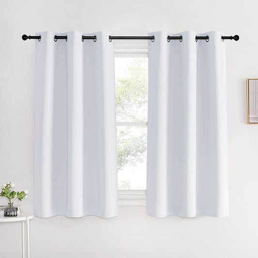 NICETOWN Room Darkening Draperies Curtains Panels, Greyish White, 2 Panels, 42 by 60, Window Treatment Thermal Insulated Grommet Room Darkening Curtains/Drapes for Bedroom