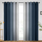 SimpleHome Ombre Room Darkening Curtains for Bedroom, Gradient Navy Blue to Grey White Light Blocking Thermal Insulated Grommet Window Curtains/Drapes for Living Room,2 Panels, 62x84 inches Length
