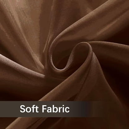 youleyar Solid Sheer Rod Pocket Curtain Voile Draperies 2 Panels White Beige Black Grey Coffee 52 Inch Width 72 Inch Long 1 Pair for Kitchen Bedroom Children Living Room Yard (Brown,52Wｘ72L)