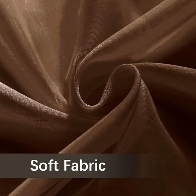 youleyar Solid Sheer Rod Pocket Curtain Voile Draperies 2 Panels White Beige Black Grey Coffee 52 Inch Width 45 Inch Long 1 Pair for Kitchen Bedroom Children Living Room Yard (Brown,52Wｘ45L)