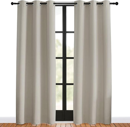 NICETOWN Blackout Curtains for Bedroom, Natural, 42 W by 80 L, Set of 2, Thermal Insulated Curtains & Drapes with Grommet Top for Living Room, Privacy Window Treatment Draperies