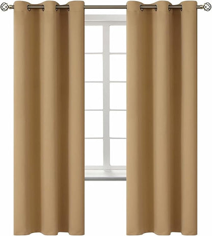 BGment Blackout Curtains for Living Room - Grommet Thermal Insulated Room Darkening Curtains for Bedroom, 2 Panels of 42 x 72 Inch, Khaki