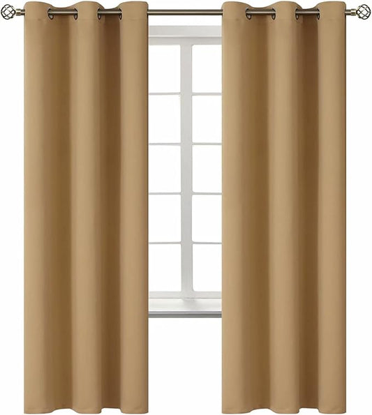 BGment Blackout Curtains for Living Room - Grommet Thermal Insulated Room Darkening Curtains for Bedroom, 2 Panels of 42 x 72 Inch, Khaki