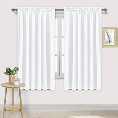 DWCN White Curtains for Living Room Thermal Insulated, 50% Light Blocking Curtains for Bedroom, Dining Room Window, W 70x L 72 Inch, Set of 2 Rod Pocket Curtain Panels
