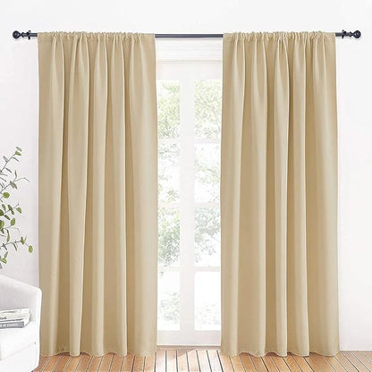 RYB HOME Large Curtains for Bedroom 84 inches Long 2 Panels Set, Privacy Thermal Insultaed Sunlignt Heat Blocking Drapes for Sliding Patio Door, Width 70 by Length 84, Biscotti Beige